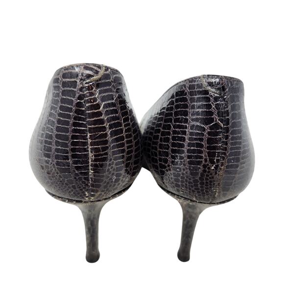 Jimmy Choo Embossed Leather Pumps High Heels Shoes Slip On Black Size 37 - Picture 4 of 8